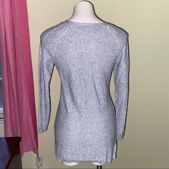 Blue and Silver V-neck Sweater - Picture 3 of 5